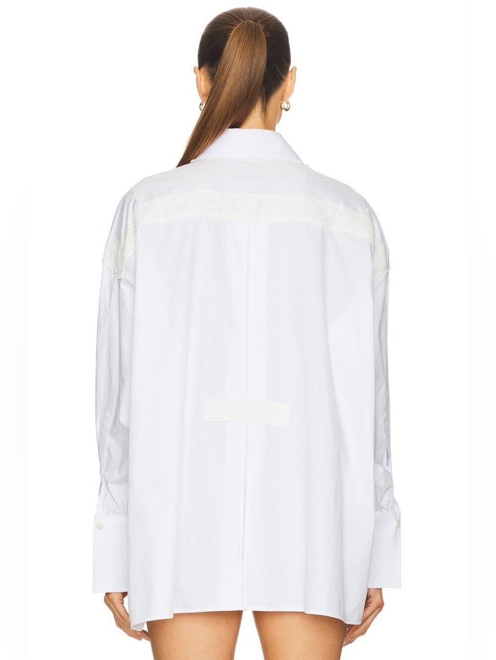 Helsa The Summer Overshirt With Vintage Swiss Embroidery in White - Picture 4 of 15